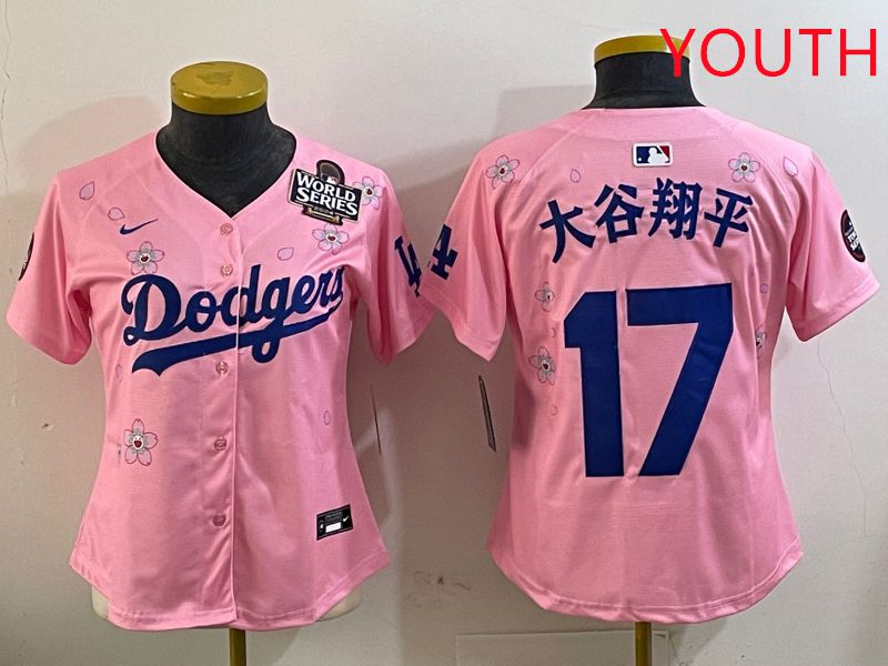 Youth Los Angeles Dodgers #17 Ohtani Pink Sakura Edition 2025 Nike MLB Jersey style 3->youth mlb jersey->Youth Jersey